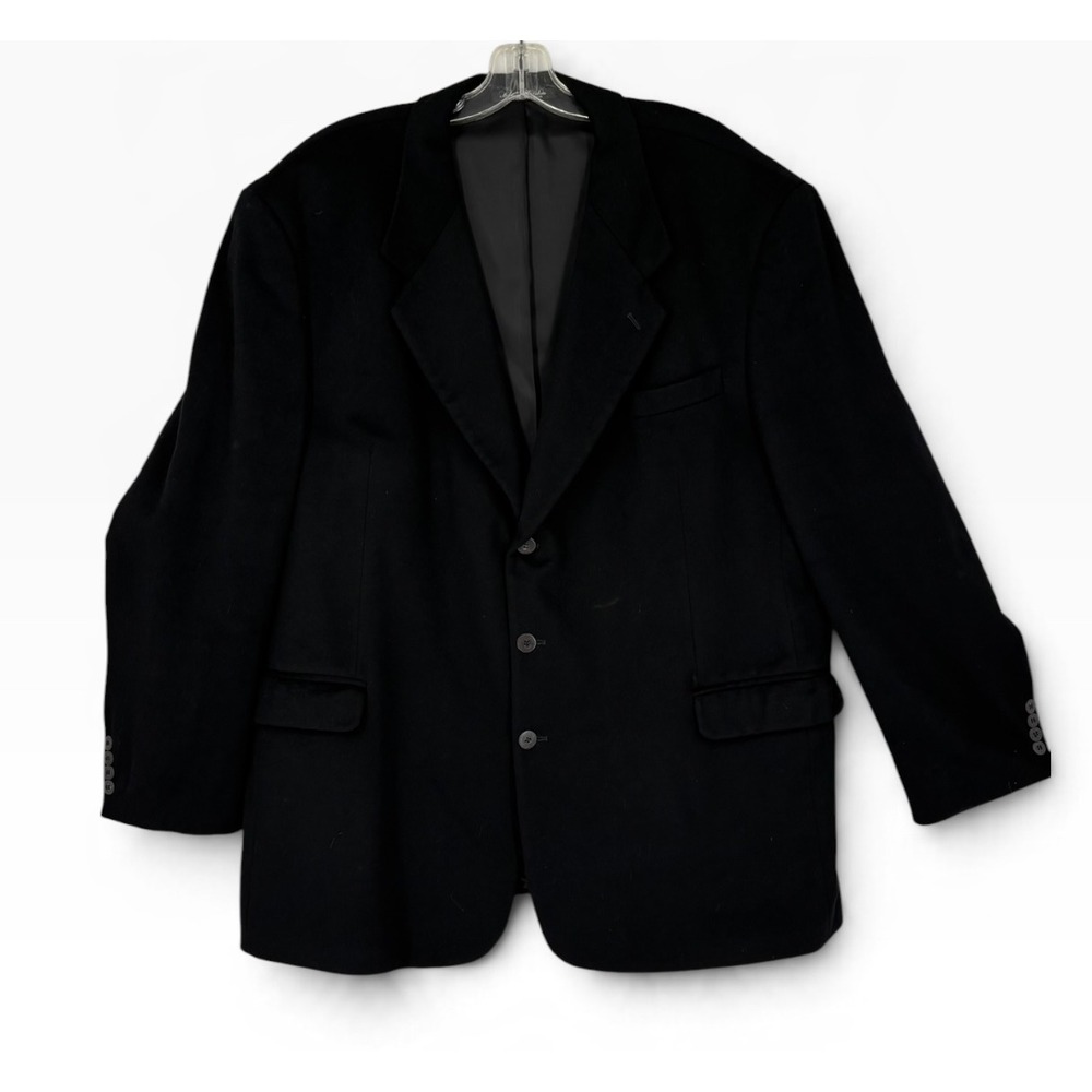 Fenzia 100% Cashmere Jacket Mens XL Black Excellent 3 Button Sport Coat Italy